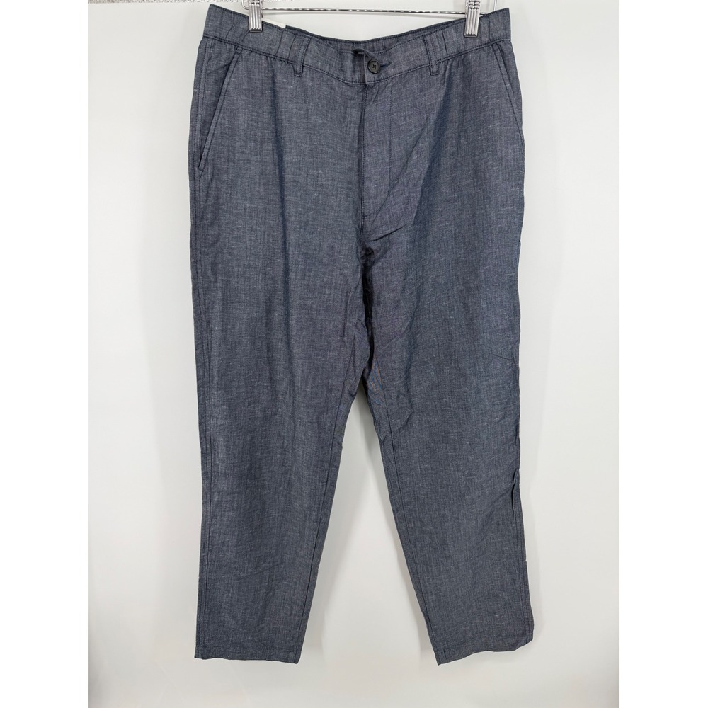 Uniqlo Cotton Linen Blend Relaxed Pants Blue Mens Size Large NWT